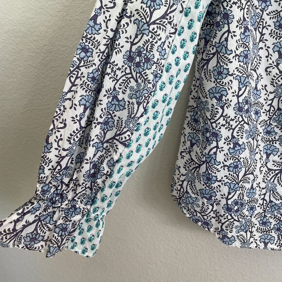 Sundance Womens Medium Cotton Floral Blouse Button Front Boho Long Sleeve Shirt - Picture 9 of 11